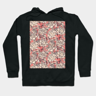 Coral and Peach Leopard Peonies Hoodie